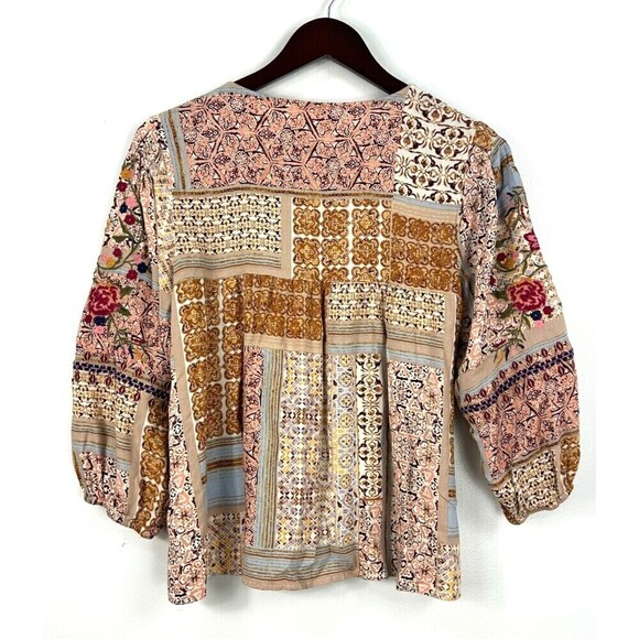 Savanna Jane Women S Floral Embroidered Peasant Top Blouse Boho Chic Cottagecore - Picture 5 of 12